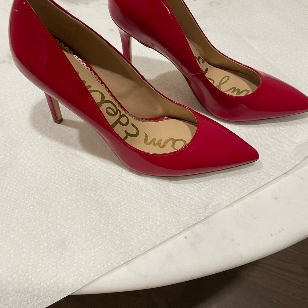 Sam Edelman patent leather red pump.